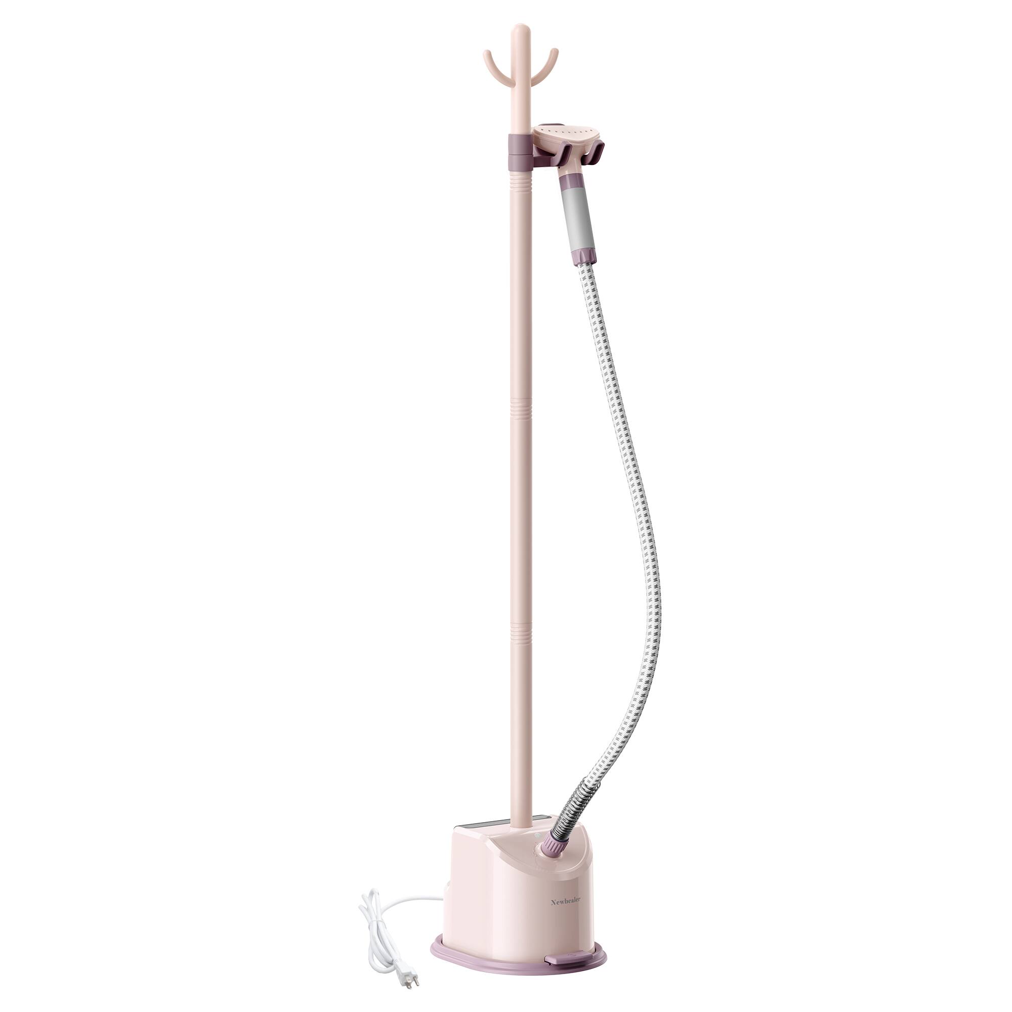 Front. Newbealer - 1500W Standing Garment Steamer, 45-Second Heat Up, 50-Min Steam,Foot Pedal,57.5oz Tank, Auto-Off - Pink.