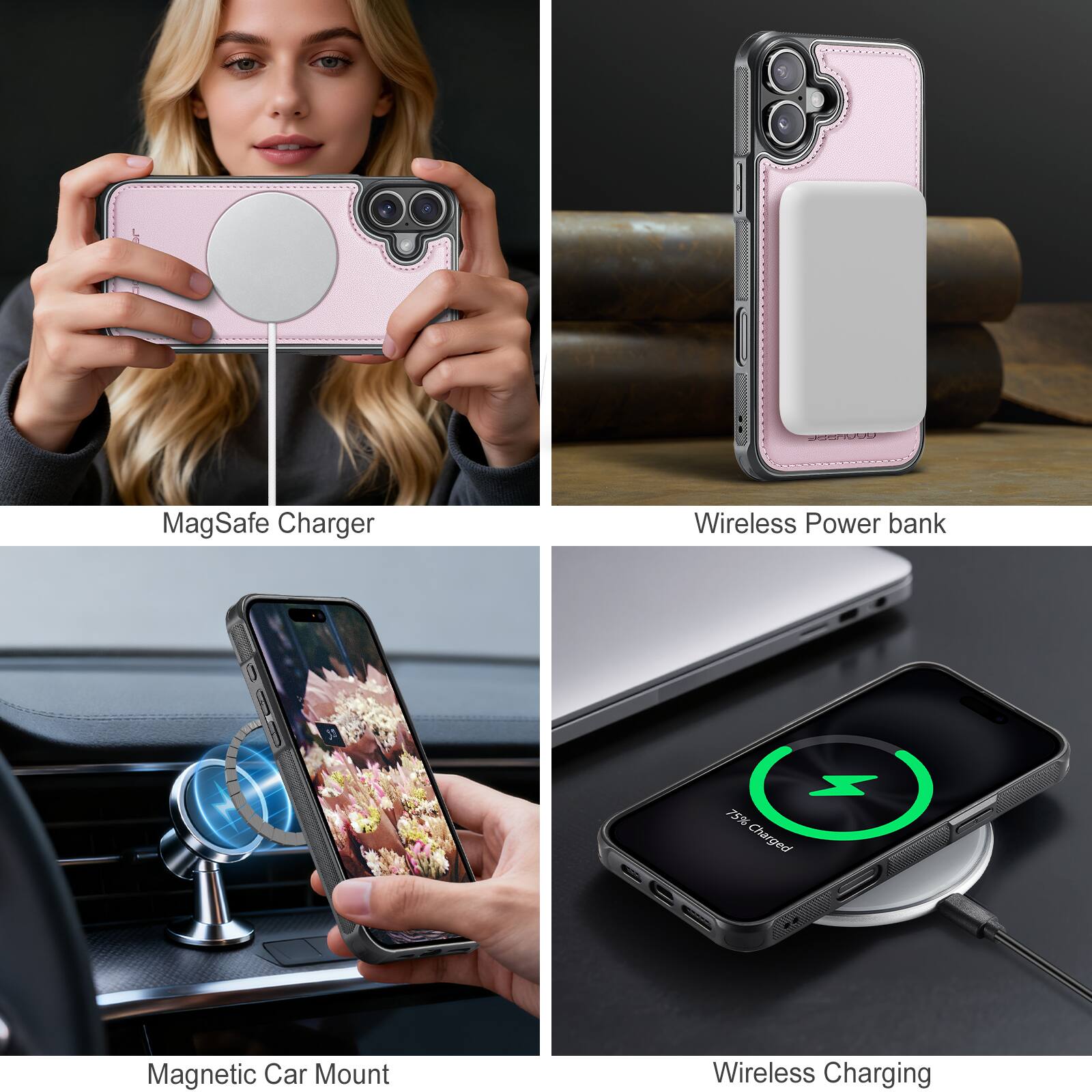 - MagSafe Charger
- Wireless Power Bank
- Magnetic Car Mount
- Wireless Charging