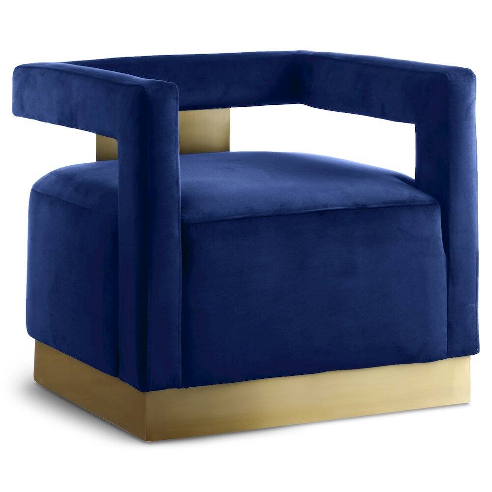 Meridian Furniture - Armani Navy Velvet Accent Chair - Blue