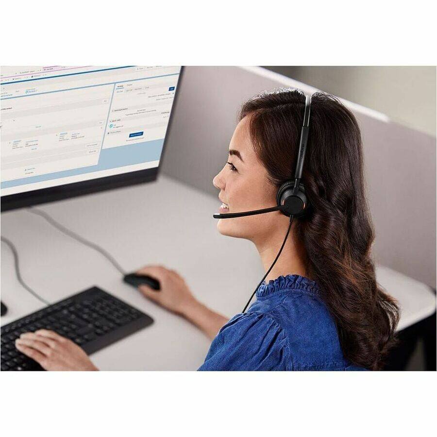 Alt View 5. Jabra - Jabra Engage 40 Headset - Microsoft Teams Certification - Stereo - USB Type A, USB Type C - Wired - 50 Hz to 20 kHz - Red.