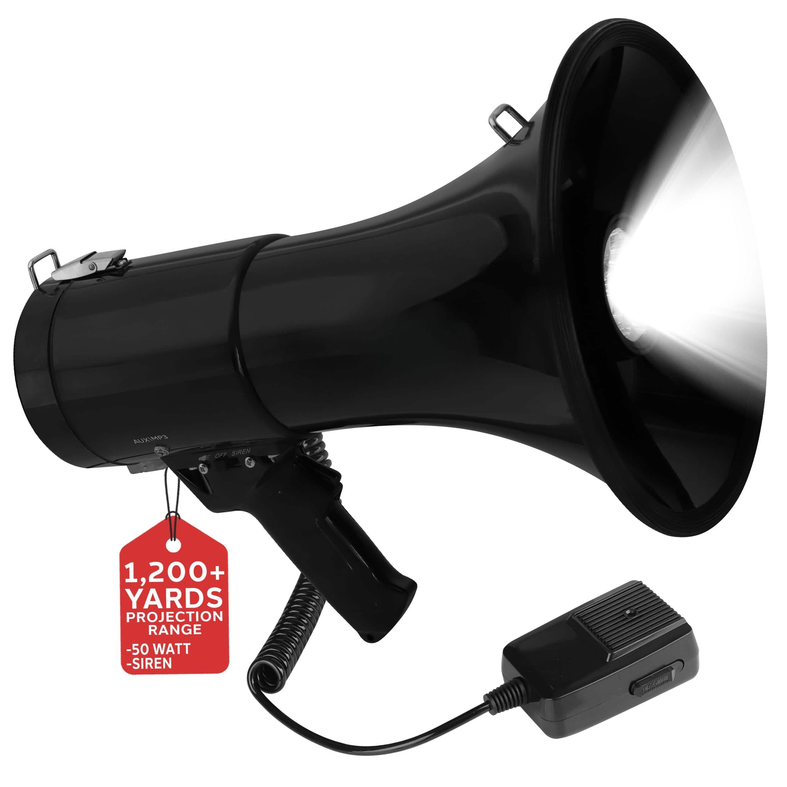 Cedar Assembly - Portable Compact Pa Megaphone With Alarm Siren Adjustable Volume - 50w Handheld Lightweight Bullhorn Mic - Default