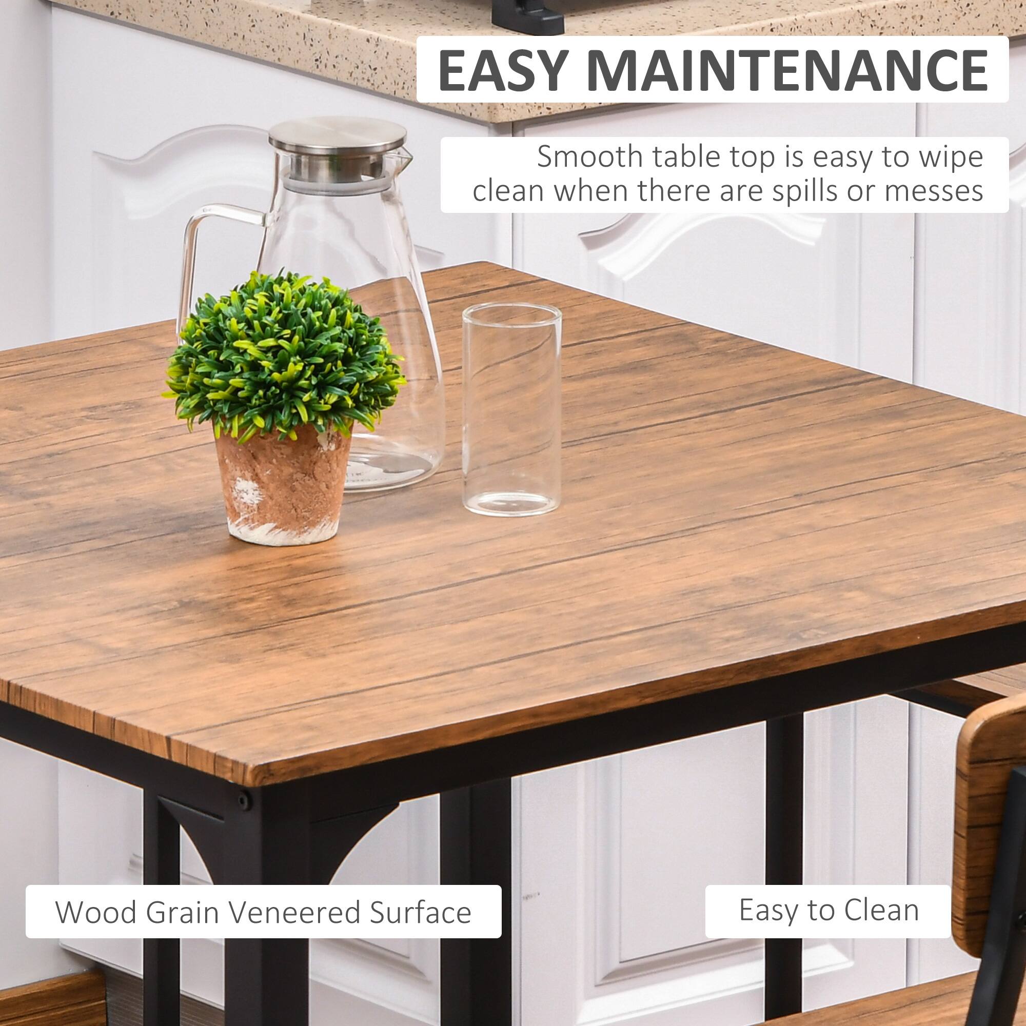 EASY MAINTENANCE
Smooth table top is easy to wipe clean when there are spills or messes
Wood Grain Veneered Surface
Easy to Clean