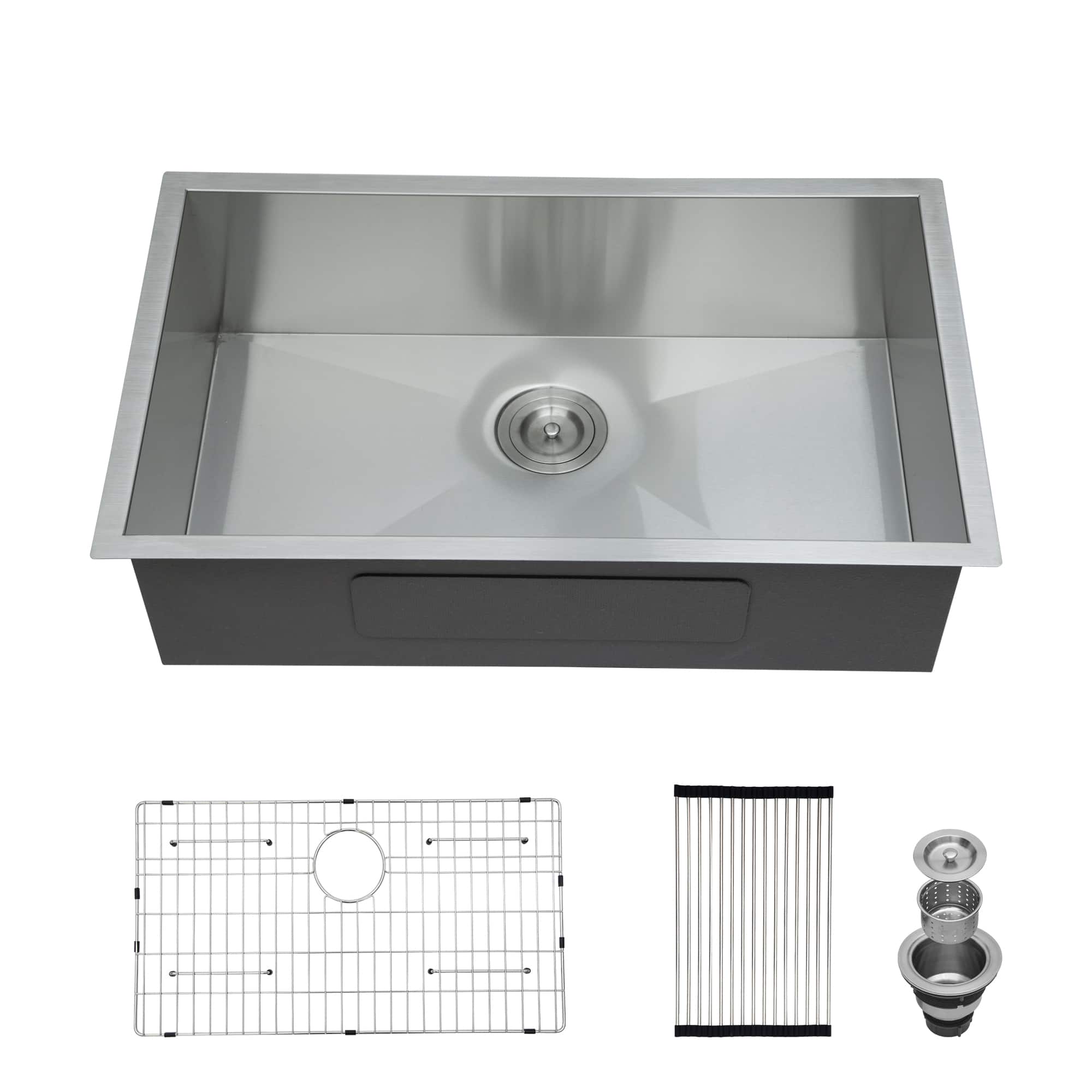 APRILSOUL - Undermount Sink 30 x 18 x 9 in Undermount Stainless Steel Kitchen Sink 16 Gauge 9 Inch Deep Single Bowl Kitchen Sink - Brushed Nickel