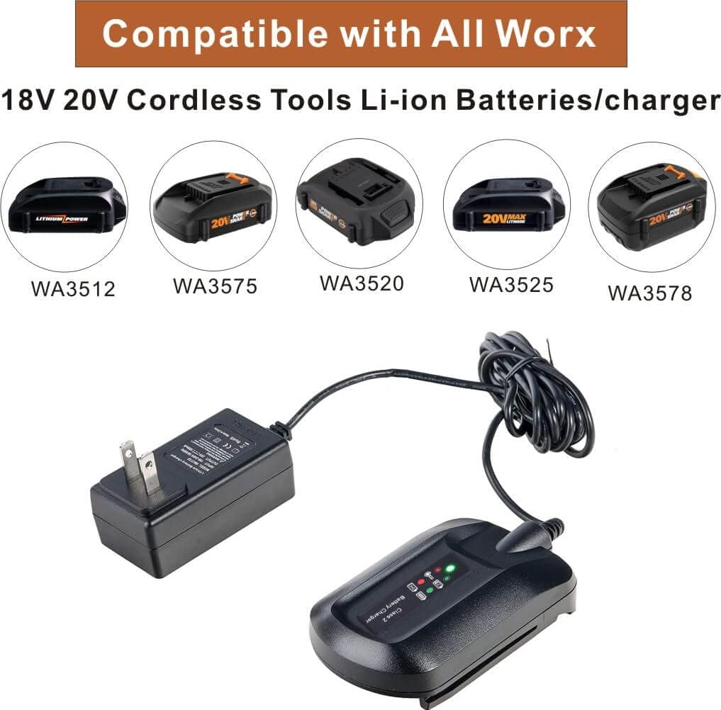 Compatible with all Worx 18V 20V Cordless Tools Li-ion Batteries/charger  201 AO 20V MAX 201 WA3512 WA3575 WA3520 WA3525 WA3578 Anurg nR Giaen3