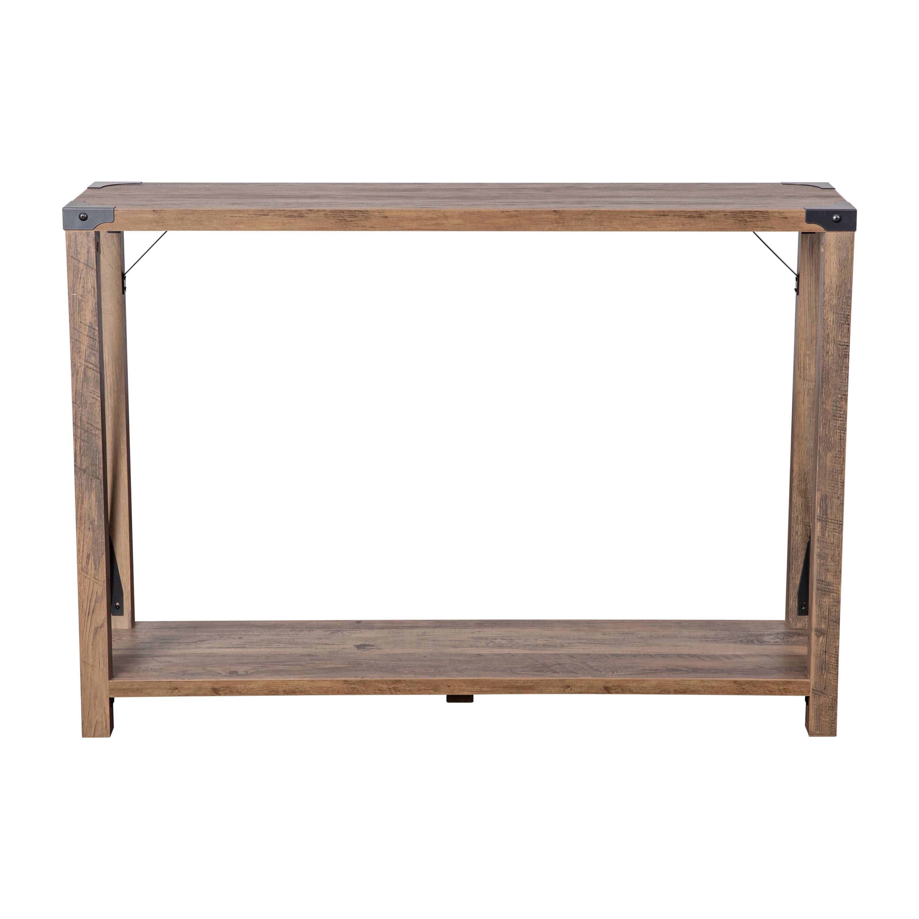 Alt View 8. Emma + Oliver - Marella Engineered Wood Modern Farmhouse Entryway Console Table with Metal Accents - Rustic Oak.