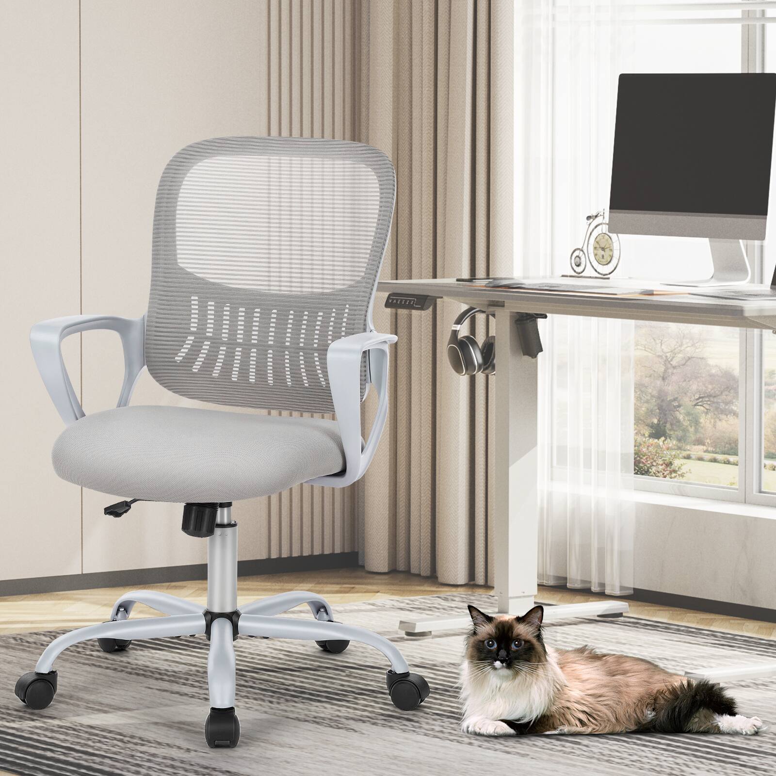 Alt View 3. Spaco - Spaco Counter Height Executive Office Chair, Ergonomic Adjustable Stool for Standing Desk Home Office - White.