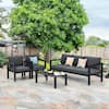 Front. Gymax - Gymax 4PCS Patio Conversation Furniture Set Outdoor Cushioned Sectional Sofa Set - Grey.