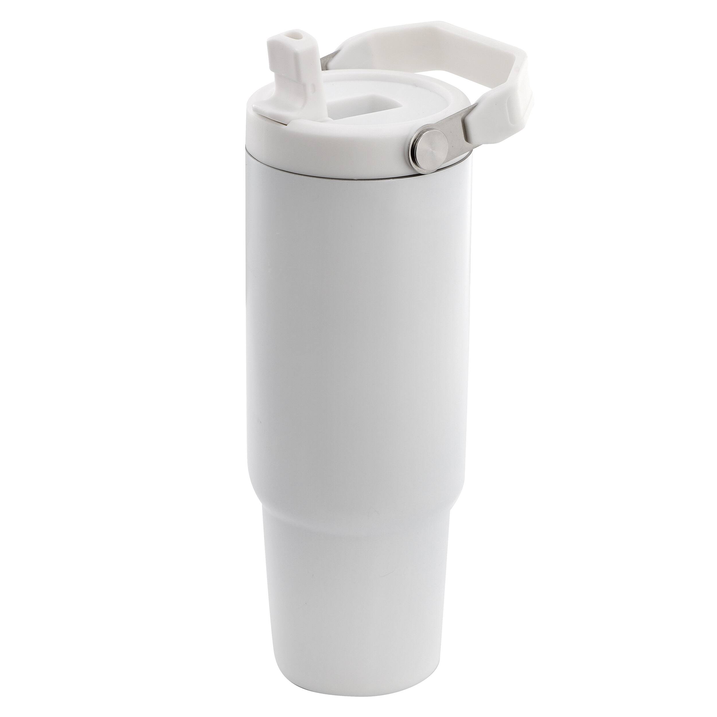 Gibson - Home 29oz Marina Stainless Steel Thermal Tumbler with Top Handle and Folding Straw - White