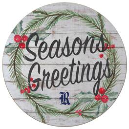 Jardine - Rice Owls 20'' x 20'' Season's Greetings Circle - White