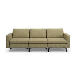 Kadyn - 3-Seat Sectional Sofa Couch with Armrest Magazine Pocket and Metal Leg-Green, Sectional Sofa Couch Living Room Sleeper - Green