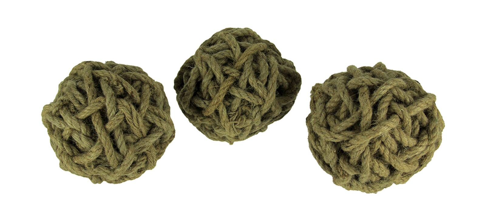 Front. A & B Home - 6 Inch Diameter Cole Twine Decorative Rope Balls Set of 3 - Khaki.