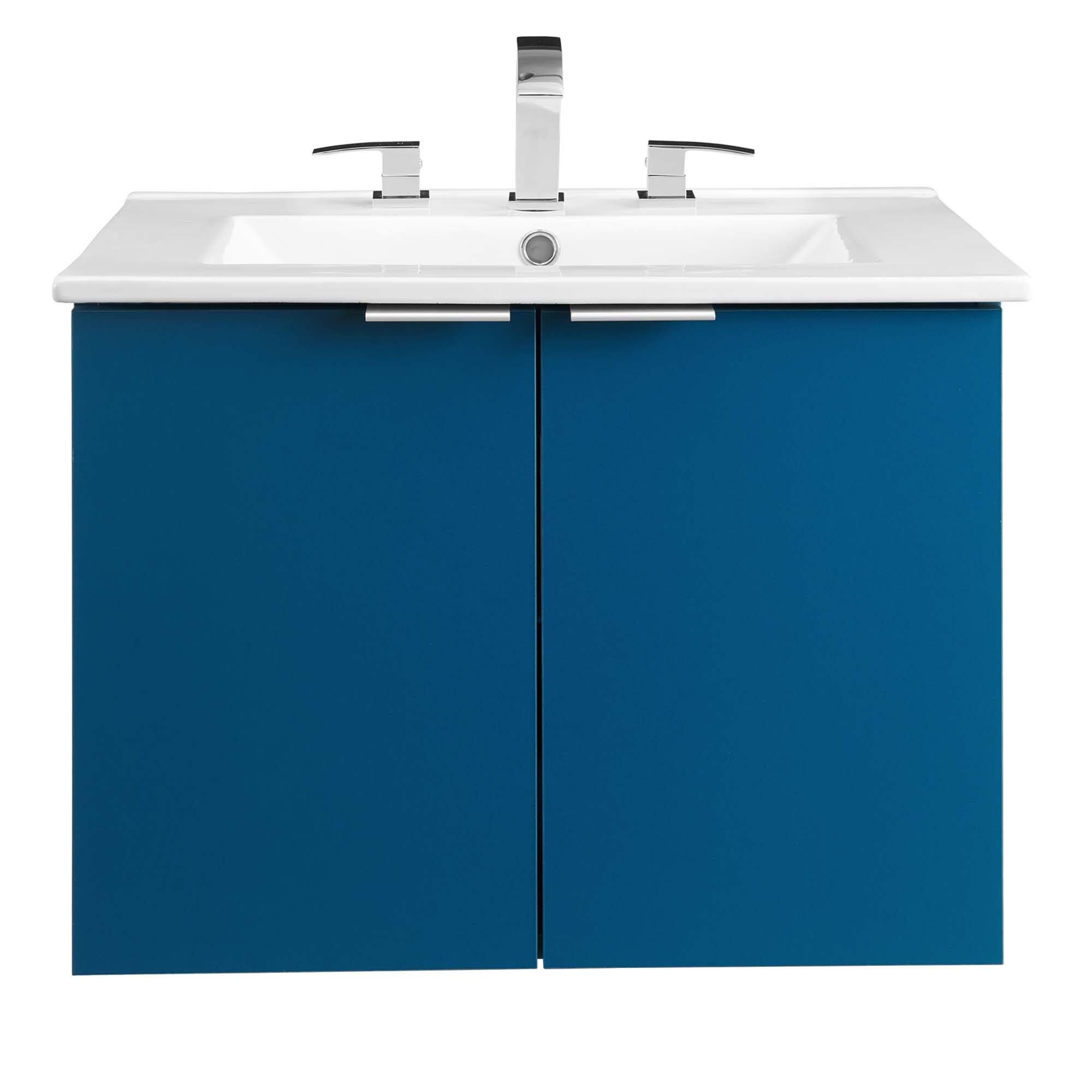 Alt View 4. Modway - Maybelle Wall-Mount Bathroom Vanity Basin Included - Navy White.