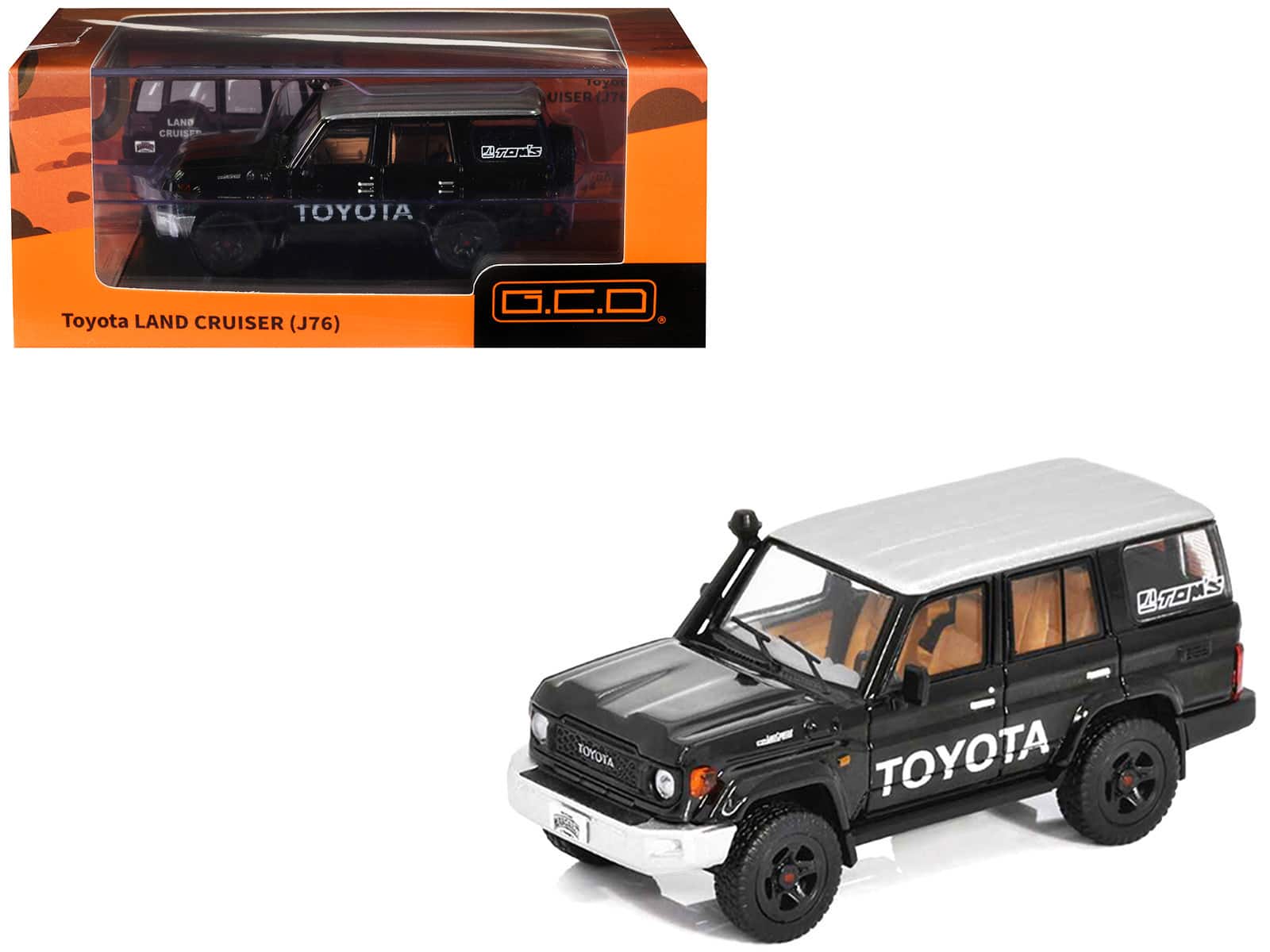 Toyota Land Cruiser (J76) Black with Silver Metallic Top 1/64 Diecast Model Car by GCD price history on PriceWatchPro