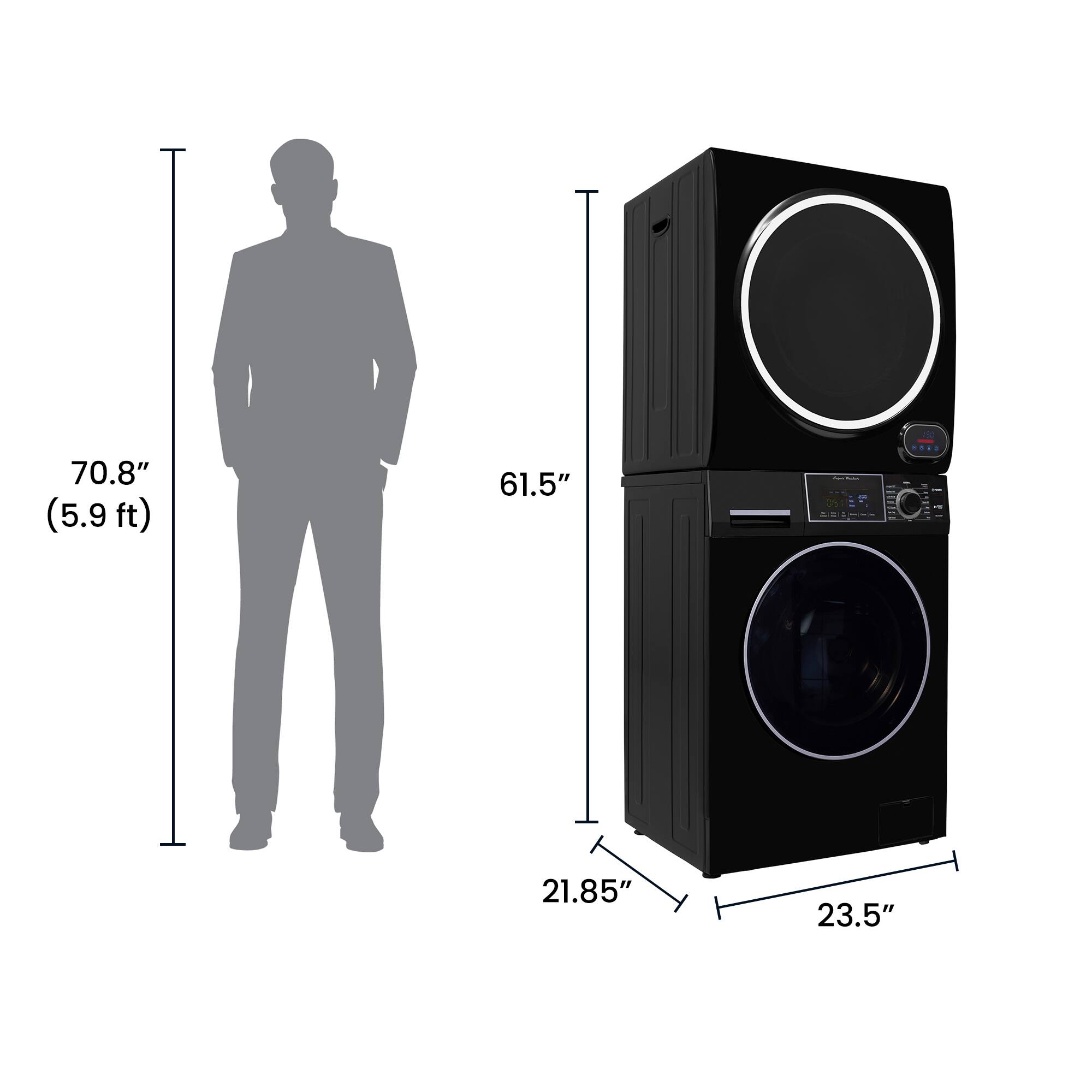 The corrected text is:

- Height: 70.8" (5.9 ft)
- Width: 61.5"
- Depth: 21.85"
- Door Diameter: 23.5"