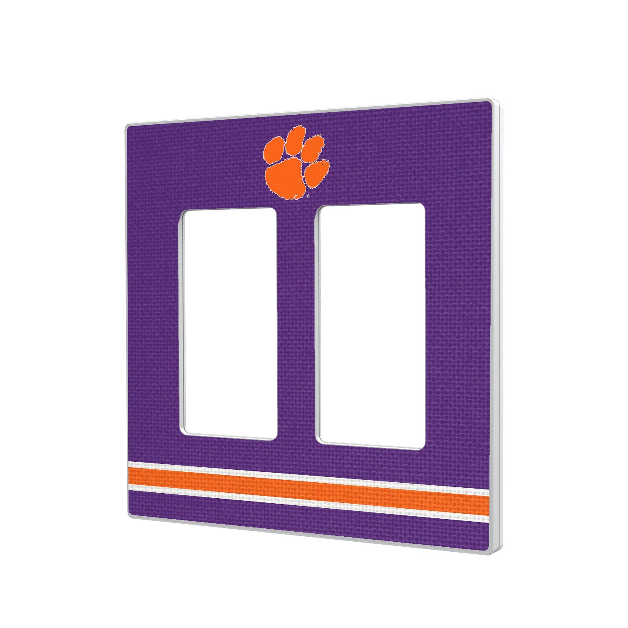 Keyscaper - Clemson Tigers Stripe Design Double Rocker Light Switch Plate - Multicolor