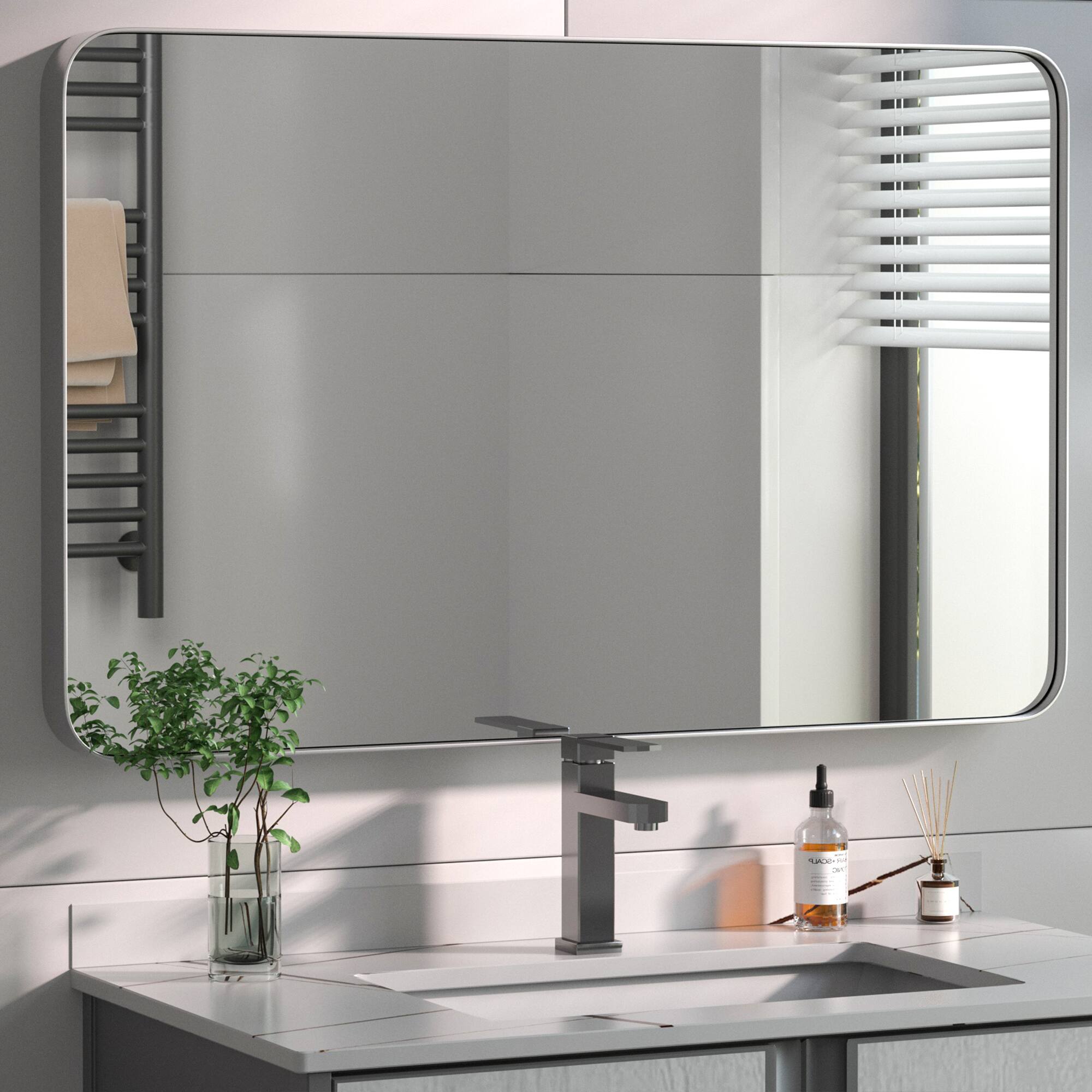 Alt View 2. PAIHOME - Classic Stainless Steel Rectangular Wall Mirror - Waterproof and Rustproof Bathroom Mirrors Modern Mirror - Sliver-16x24 Inch.