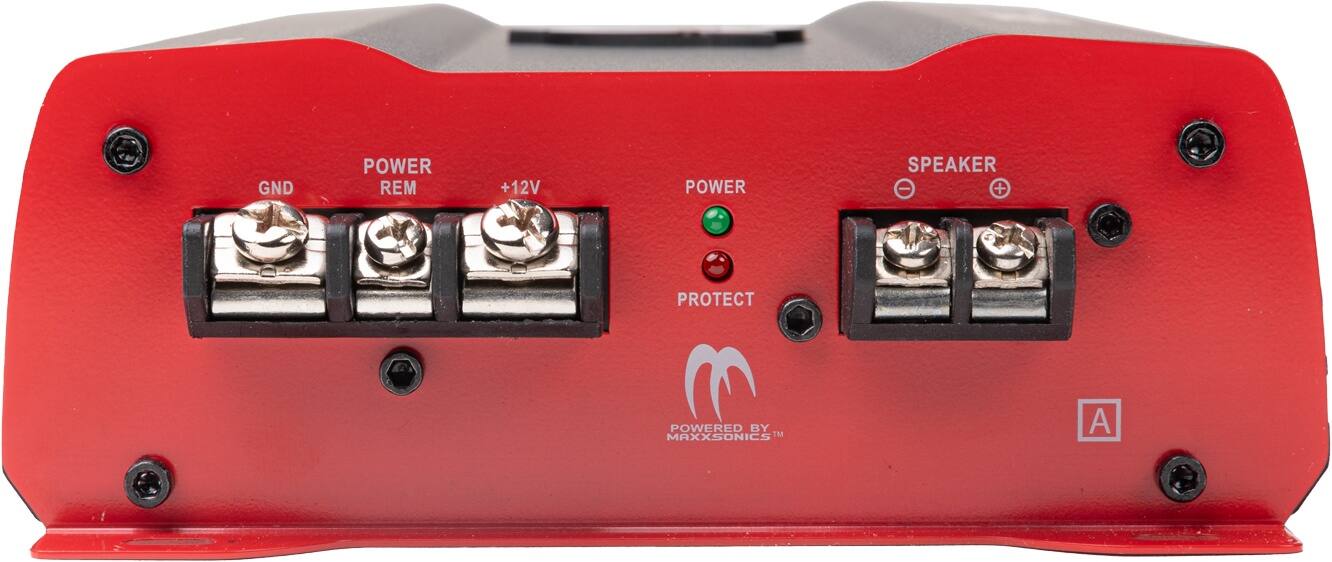 GND POWER REM +12V POWER SPEAKER - + PROTECT POWERED BY IM MAXXSONICS A