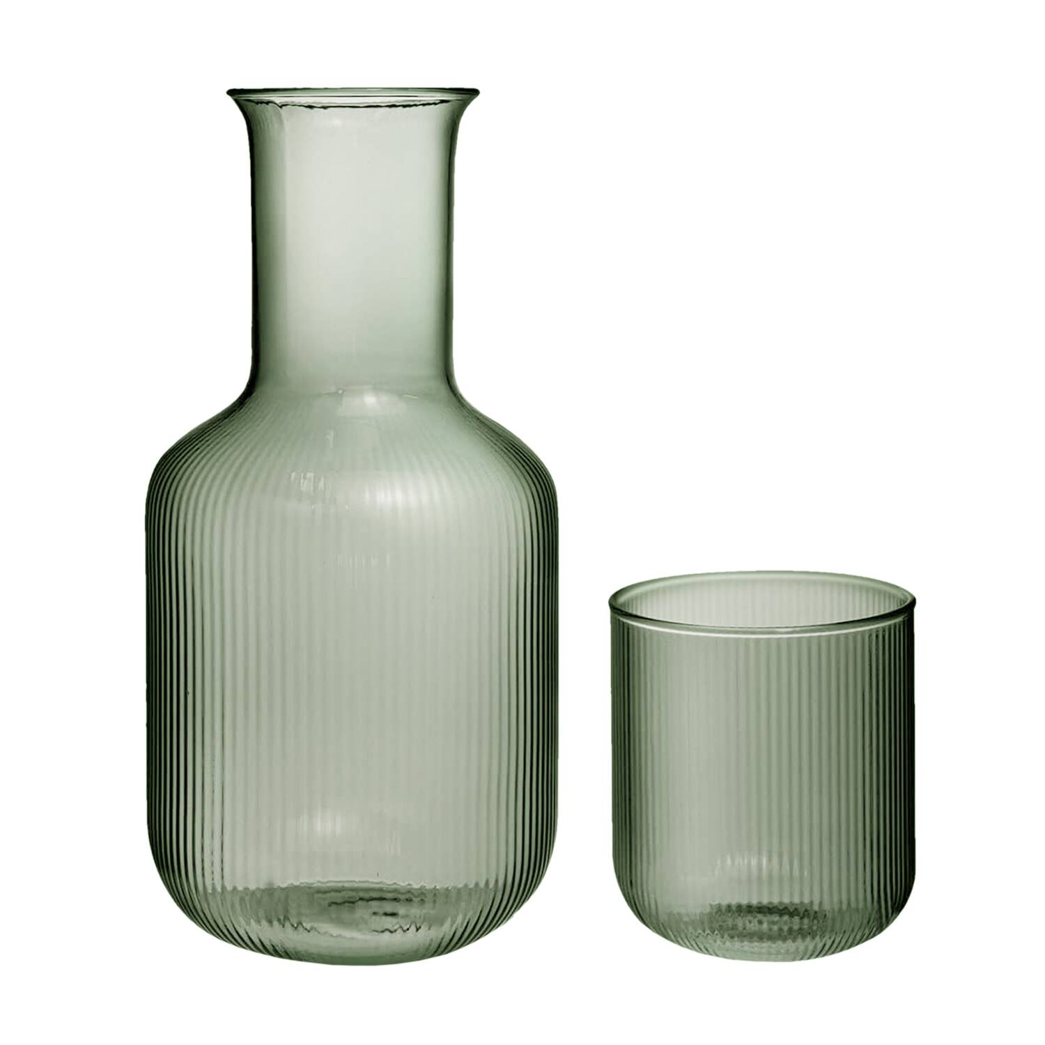 Angle. American Atelier - Set of 2 Green Carafe + Cup Set 27.72 OZ. - Green.