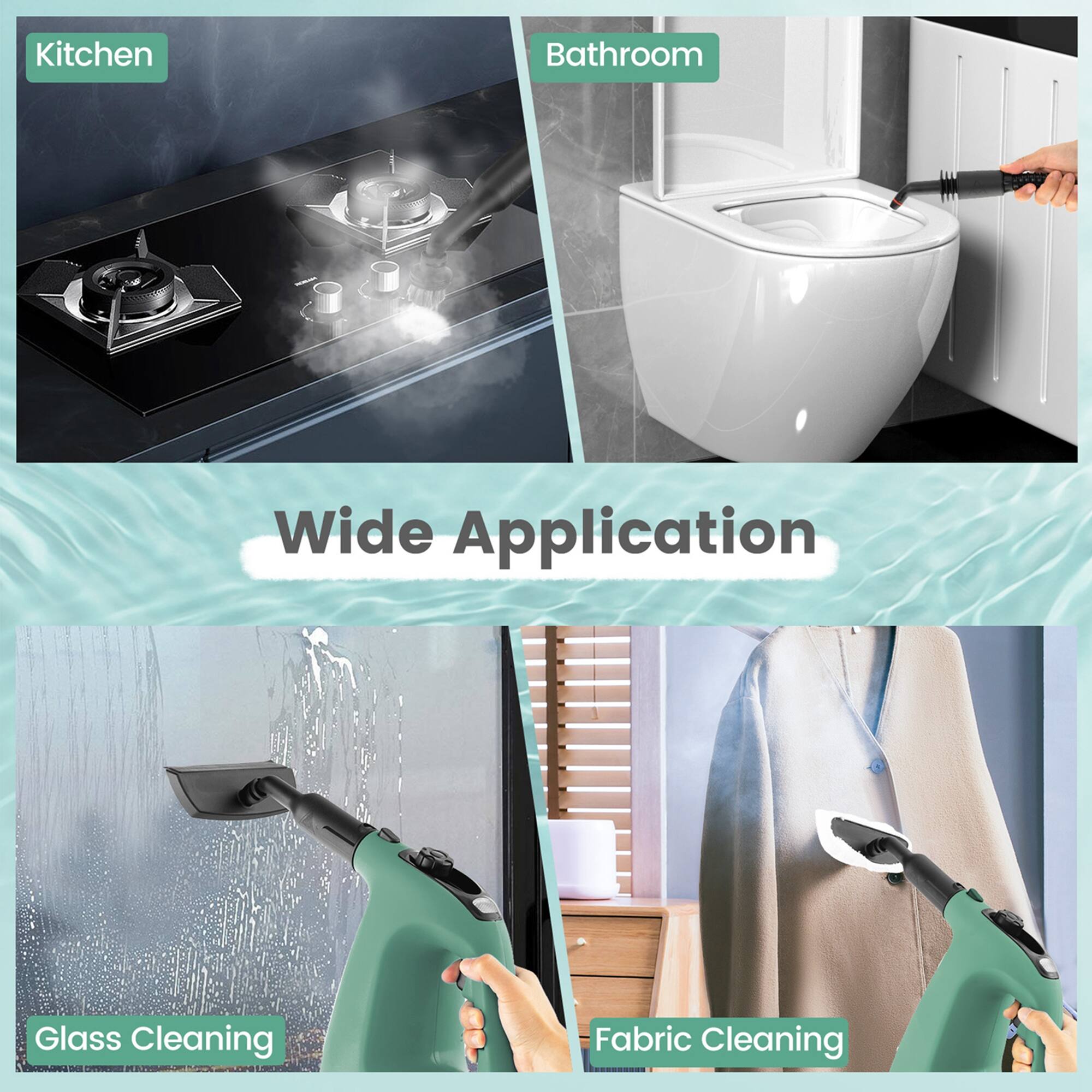 - Kitchen
- Bathroom
- Wide Application
- Glass Cleaning
- Fabric Cleaning