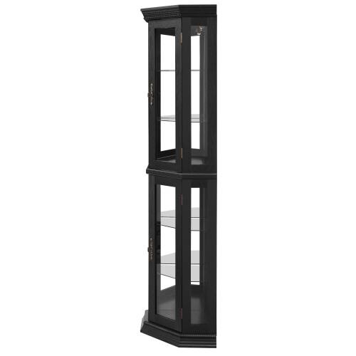 Alt View 7. LUCKY ONE - 15.35in Freestanding Corner Curio Cabinet with Tempered Glass Shelves LED Light Display for Bar Decor - Black.