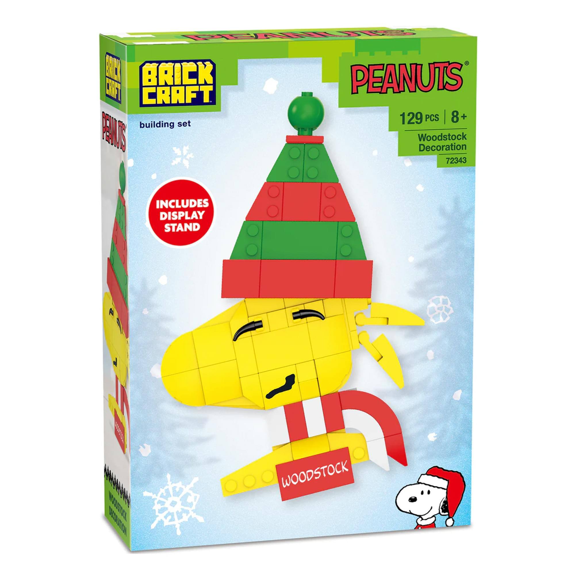 PEANUTS BRICK CRAFT 129 PCS | 8+ building set PEANUTS Woodstock Decoration 72343 INCLUDES DISPLAY STAND
