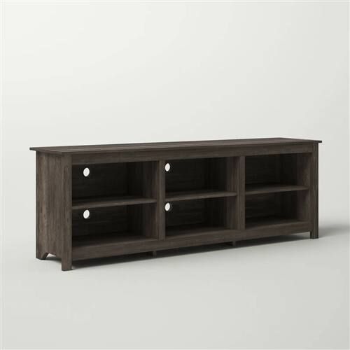 Front. SlickBlue - Large Wood TV Stand, 70-Inch Entertainment Unit for 78-Inch TVs - Dark Brown.