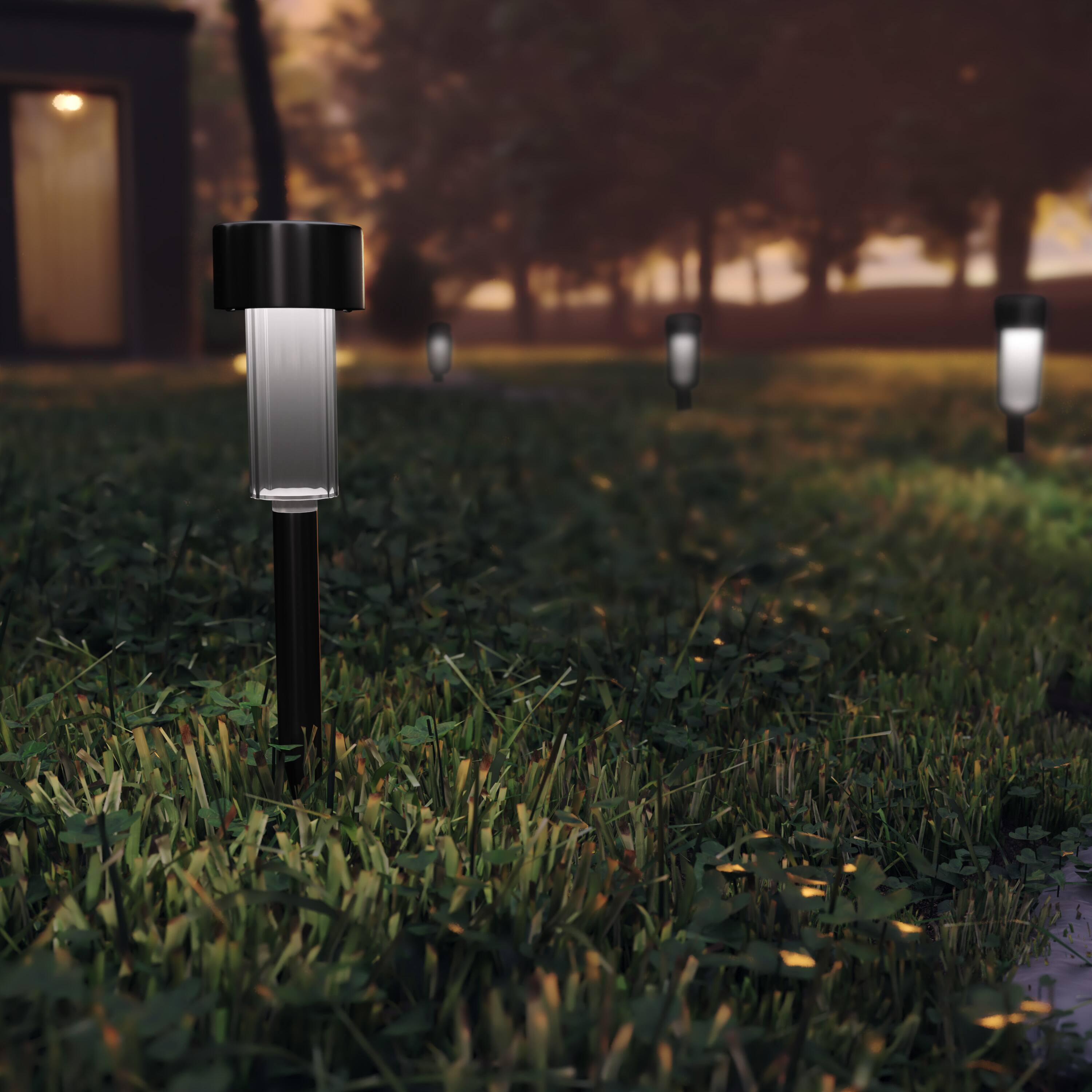 Alt View 1. Emma + Oliver - 12 Pack Solar LED Outdoor Lights, Solar Powered Landscape Lighting for Pathway, Garden, Patio, Driveway & Yard - Black.