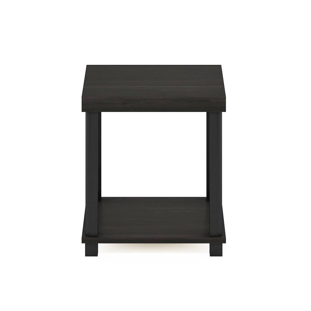 Left. Furinno - TURN-N-TUBE Night Stand, 2-Tier Thick Tabletop Nightstand with Open Shelf, Toolless Assembly Side Table, Bedside Table - Espresso/Black.