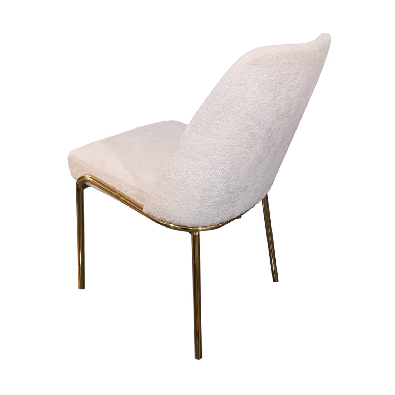 Alt View 7. LeisureMod - Lumen Modern Upholstered Dining Chair with Curved Back & Gold Steel Legs - Accent Side Chair - White Boucle.