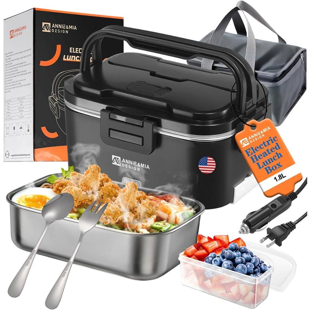 RTMB - 100W Electric Lunch Box – 1.8L Stainless Steel, Portable - Black