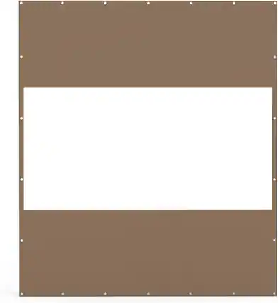Front. Mondawe - 8'H x 7'W Heavy Duty Outdoor Clear Panel Waterproof PVC Polyester Curtain - Brown.