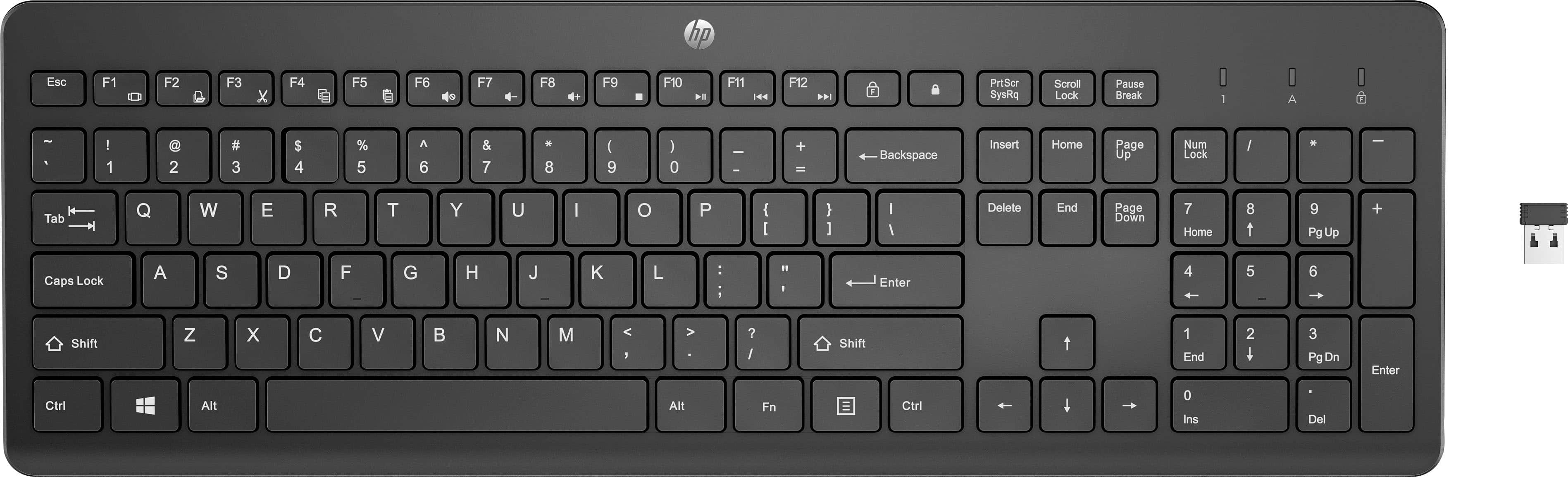 HP - 230 Full-size Wireless Keyboard - Black - Front_Zoom
