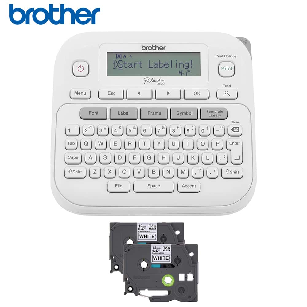 Brother - PTD220 Home/Office Everyday Label Maker w/ White Laminated Label Tape