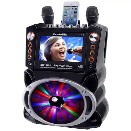 Karaoke USA
DVD / MP3 / CD / CDG KARAOKE & BLUETOOTH MEDIA PLAYER
- USB
- Bluetooth
- SD Card
- Disc Player (DVD / CD / CDG)
Buttons:
- KEY
- NEXT
- REC
- MIC 1
- MIC 2
- ENTER
- DISC PLAY / STOP
CLOSE