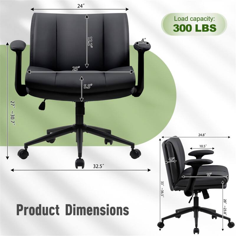 24" 12.2" Load capacity: 300 LBS 25" 5.5" 27" ~30.7" 24.8" 10.5" 32.5" 18" Product Dimensions 33" ~36.5" A 30" -23.8"