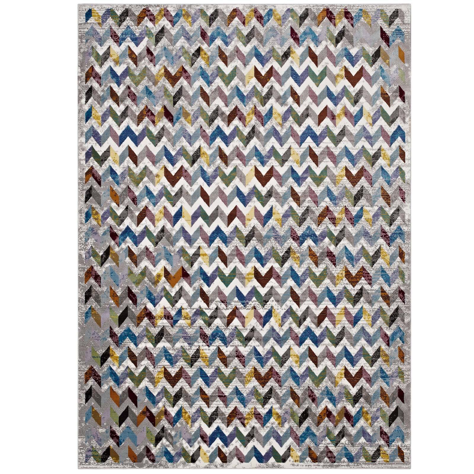 Angle. Modway - Gemma Chevron Mosaic Area Rug - Multicolored.
