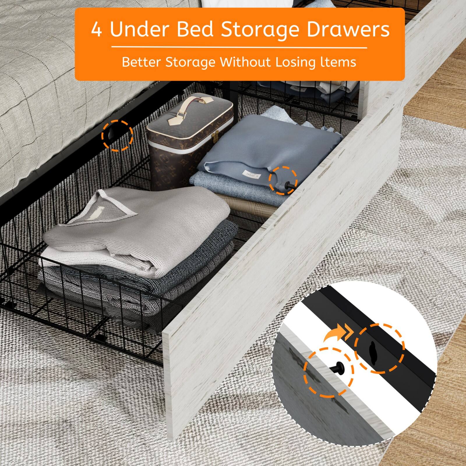 4 Under Bed Storage Drawers  
Better Storage Without Losing Items