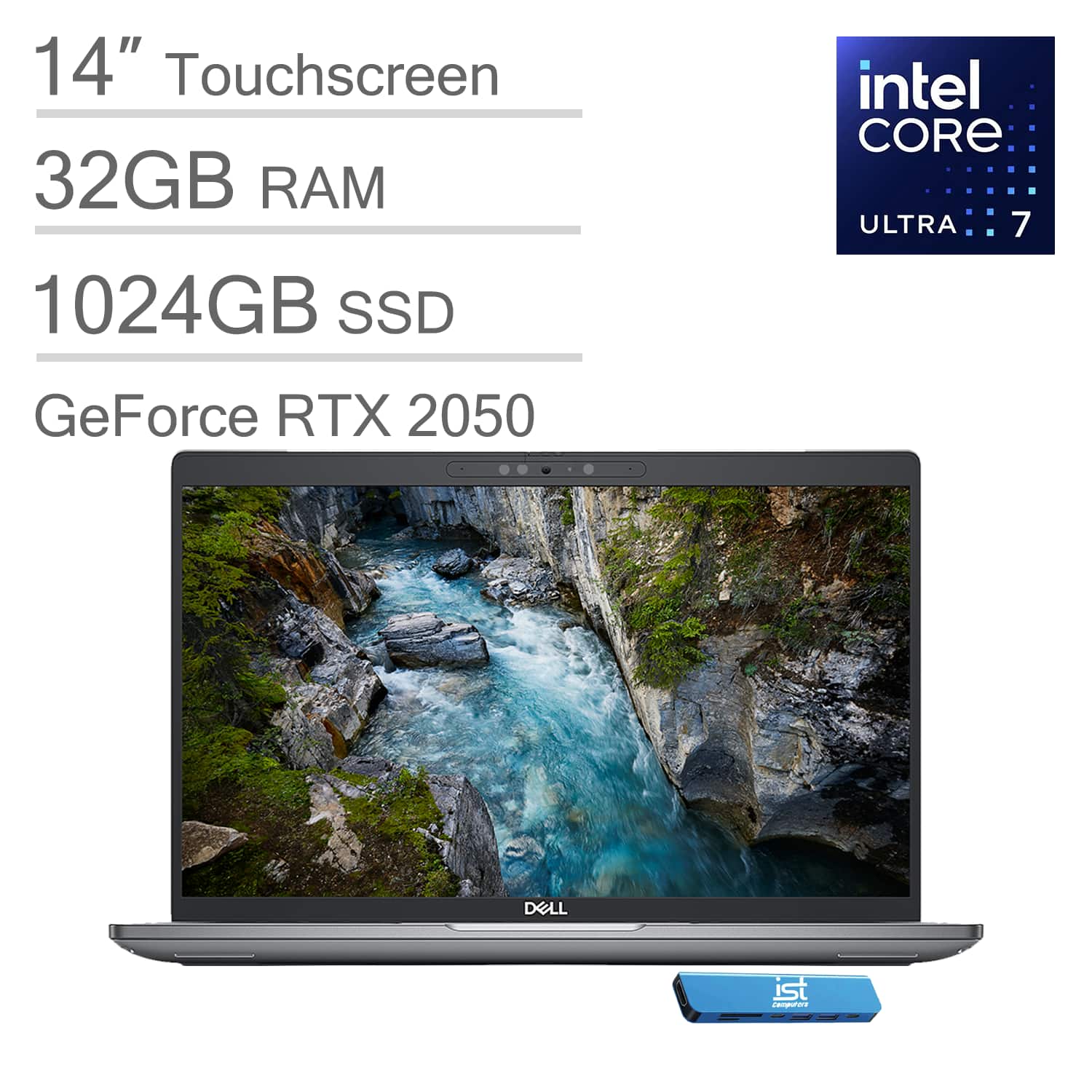 Dell - Latitude 5450 14"FHD Touchscreen Laptop - AI PC - Intel Core Ultra7 - NVIDIA RTX 2050 - 32GB RAM - 1TB SSD - Win 11Pro - Titan Gray