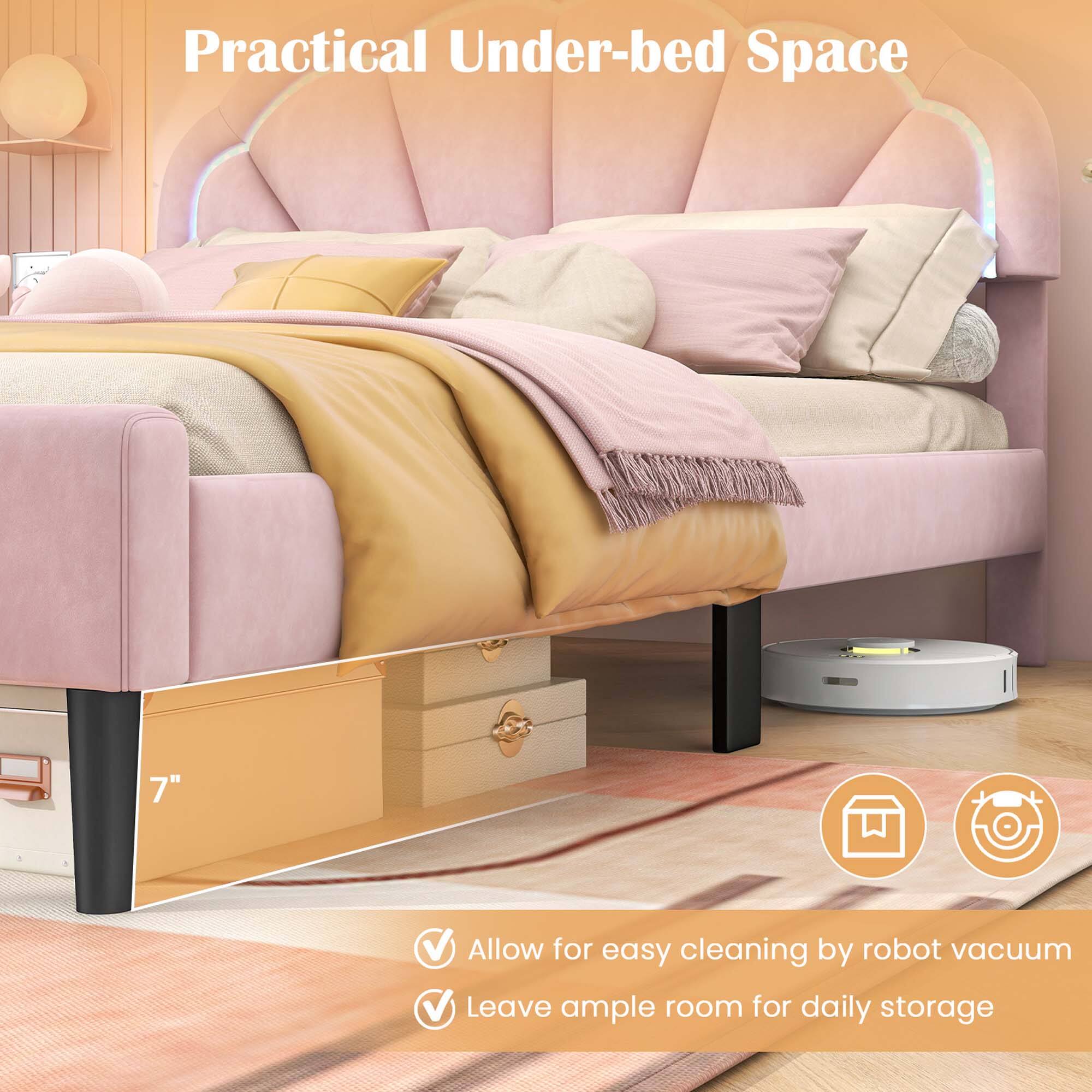 Practical Under-bed Space: 7" V Allow for easy cleaning by robot vacuum Leave ample room for daily storage