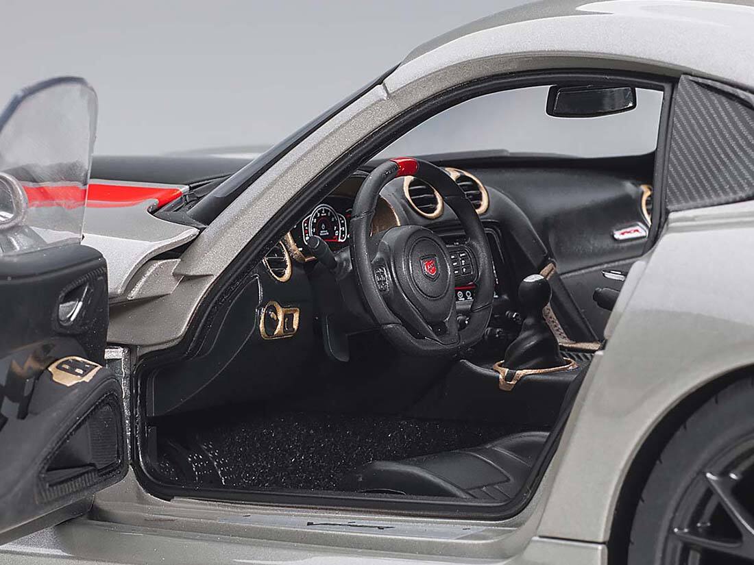 Alt View 2. Autoart - 2017 Dodge Viper ACR Billet Silver Metallic with Black and Red Stripes 1/18 Model Car by Autoart.
