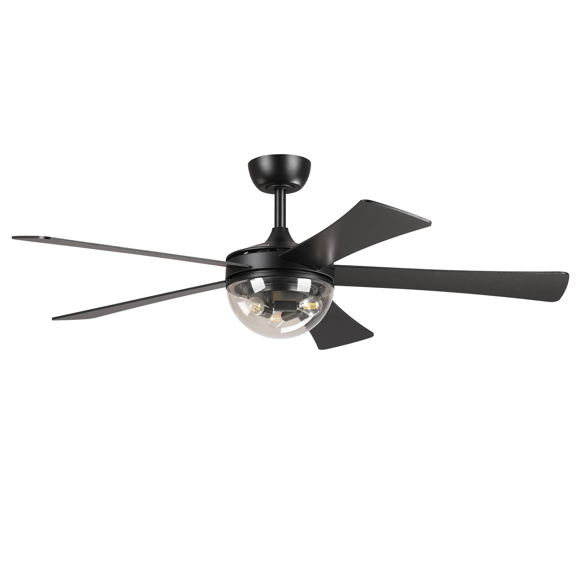 Alt View 1. Parrot Uncle - 52" Modern 5 Reversible Blades 6 Speed DC Motor Ceiling Fan with Light and Remote - Black.