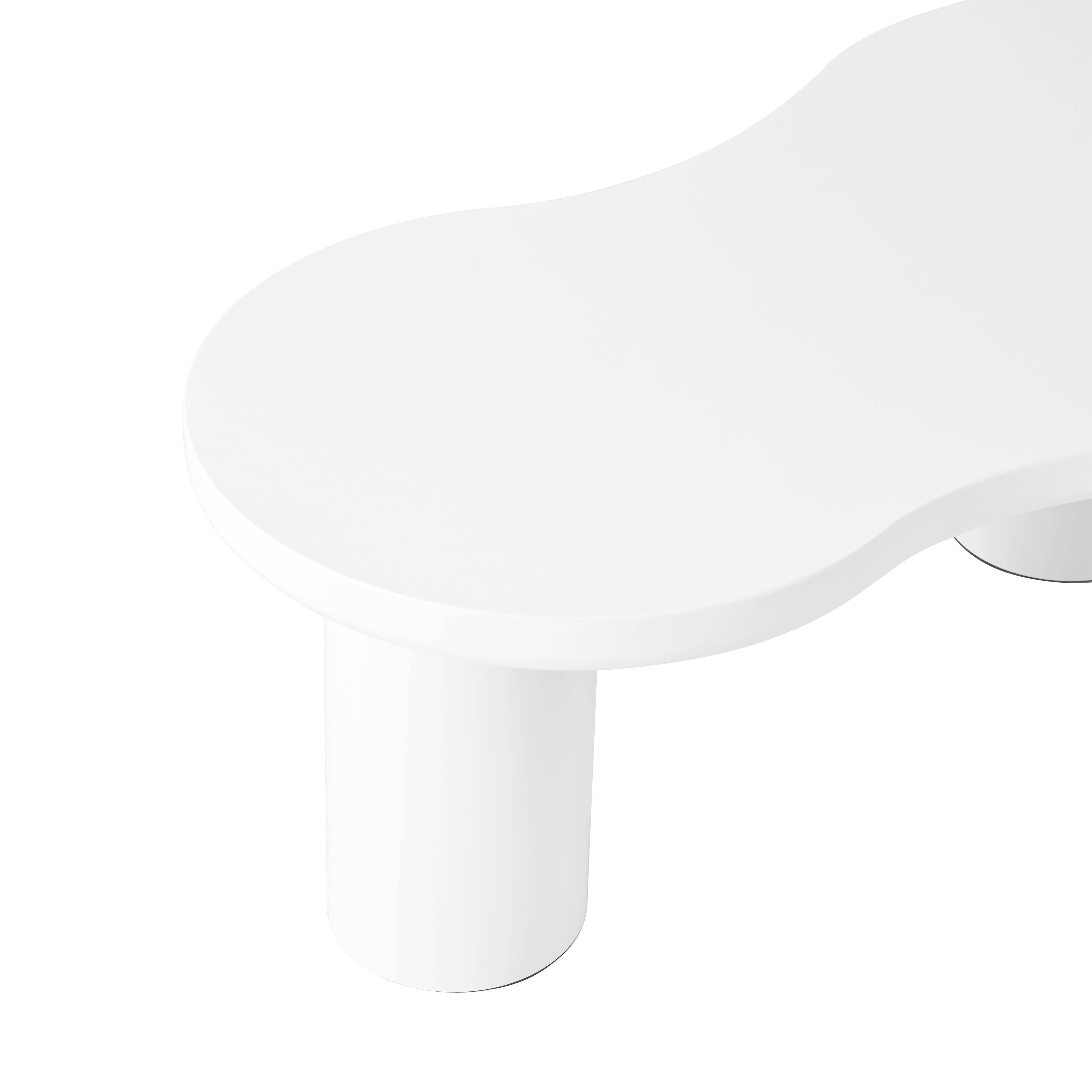 Alt View 8. Tiramisubest - Nesting Coffee Table Set of 2,Cloud Coffee Table with Round Side Table,Irregular Center Table with Thick Legs,White - White.