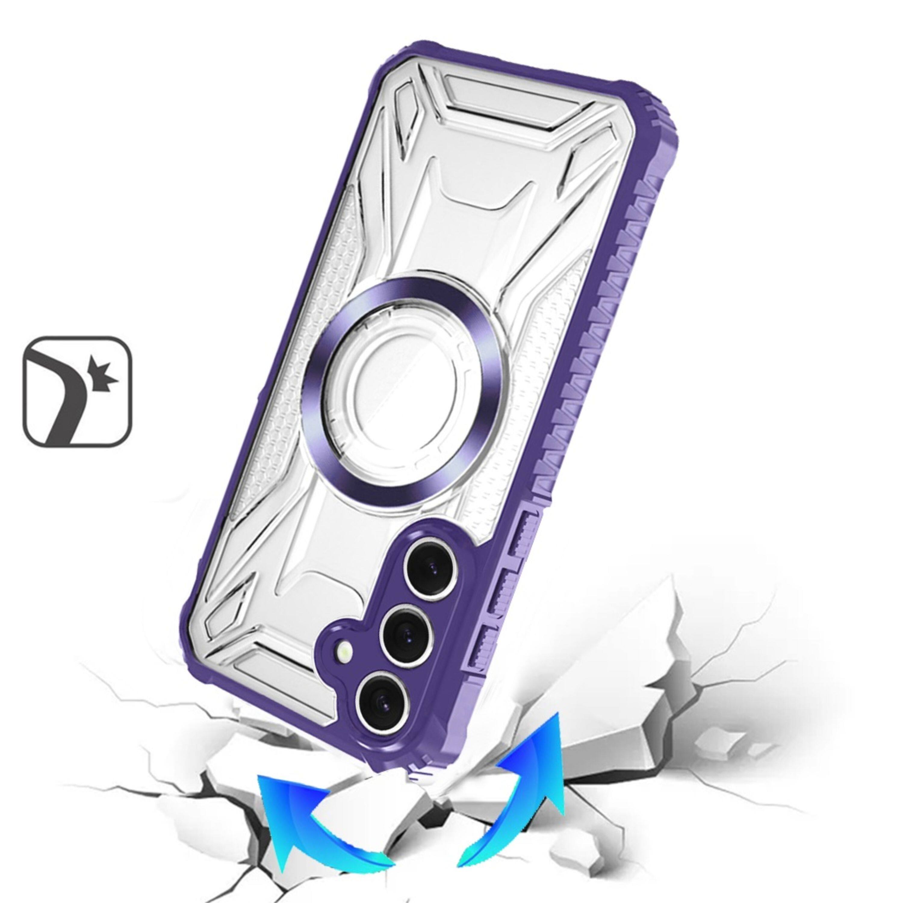 Left. Kitcheniva - Magnetic Circle Shock Absorbent Phone Case With Tempered Glass For Samsung Galaxy S26 Purple - Purple.