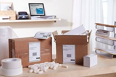 Left. DYMO - LabelWriter 1744907 Extra Large Shipping Labels, 4" x 6", Black on White, 220 Labels/Roll (1744907) - Black On White.