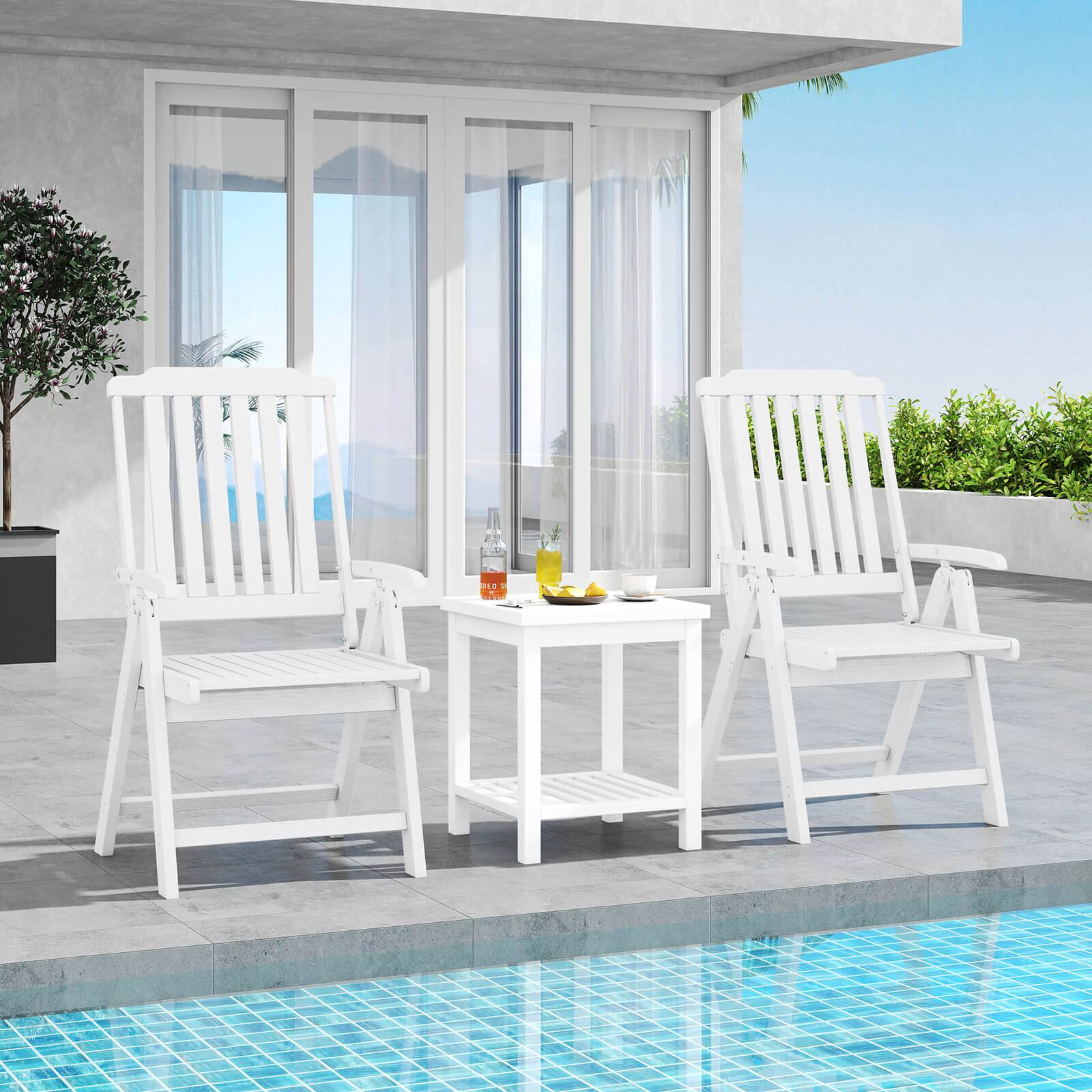Alt View 1. Costway - Costway Foldable Patio Chair with Armrest, Curved Back, Slatted Seat for Backyard Deck - White.