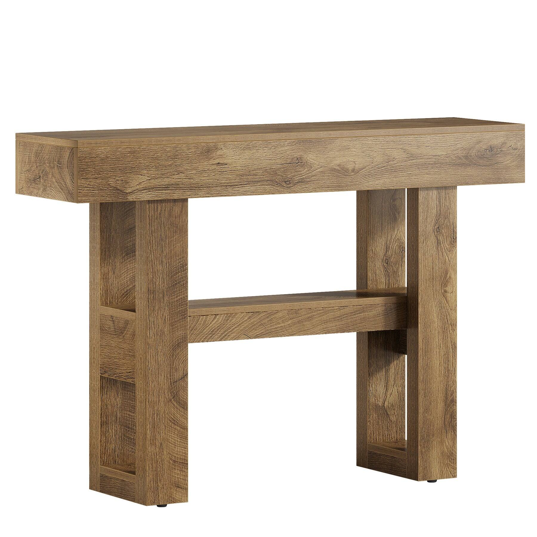 Alt View 5. Tribesigns - Console Table with Storage Shelves, Adjustable Feet and Space-Saving Design for Entryway and Hallway - Light Brown.