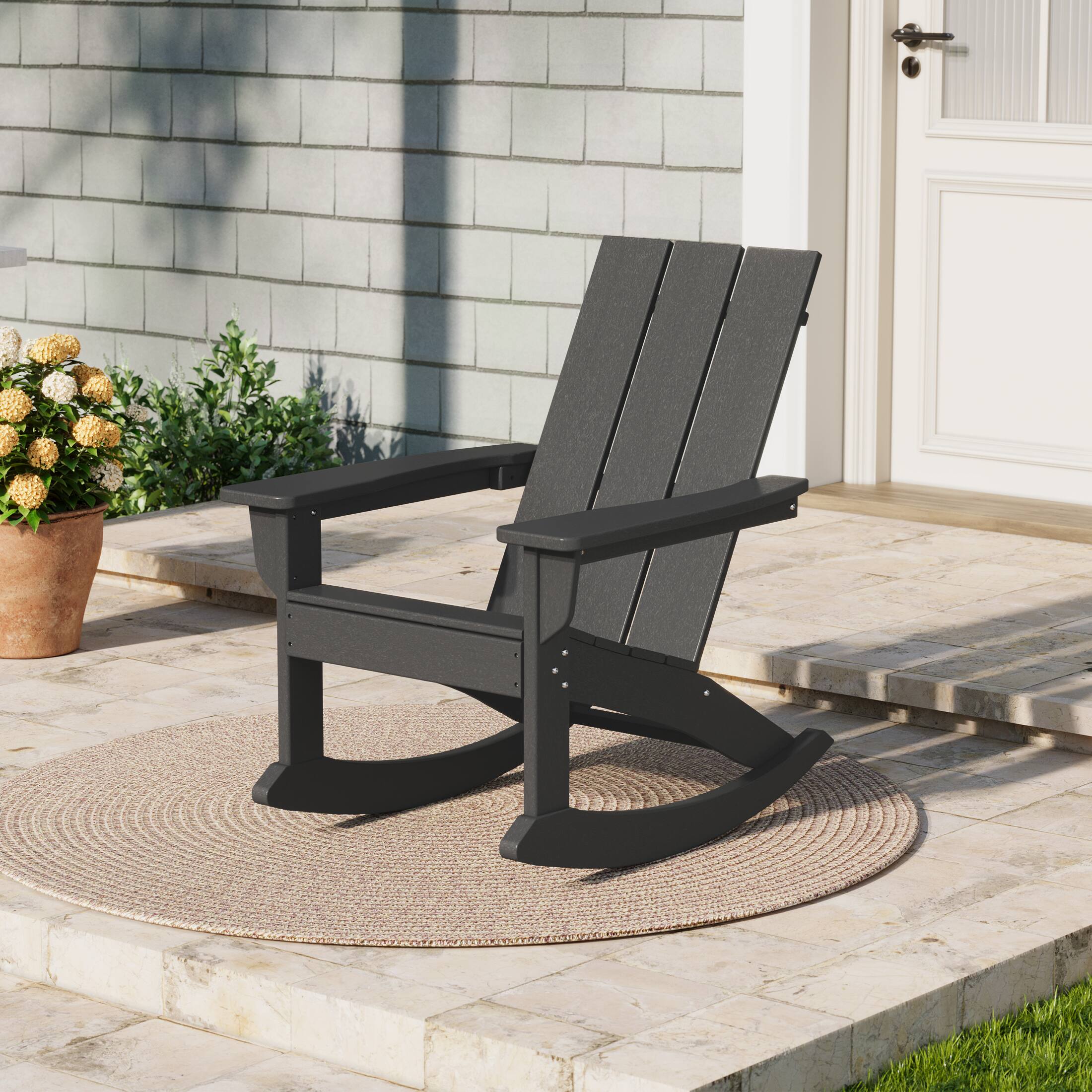 WestinTrends Ashore Outdoor Patio Modern Adirondack Rocking Chair Gray ...