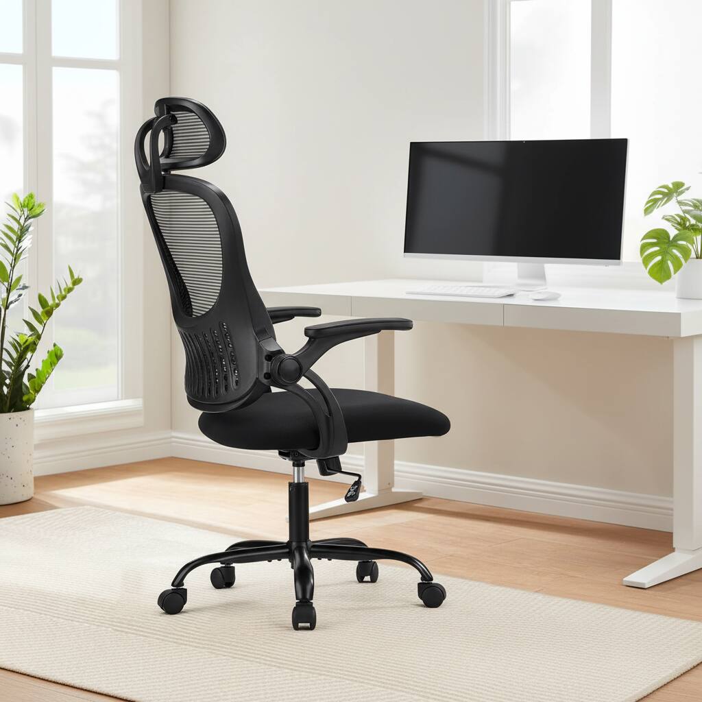 Alt View 4. AOITUN - Ergonomic Office Chair with Lumbar Support, High Back Mesh Chair for Home Office - Black.