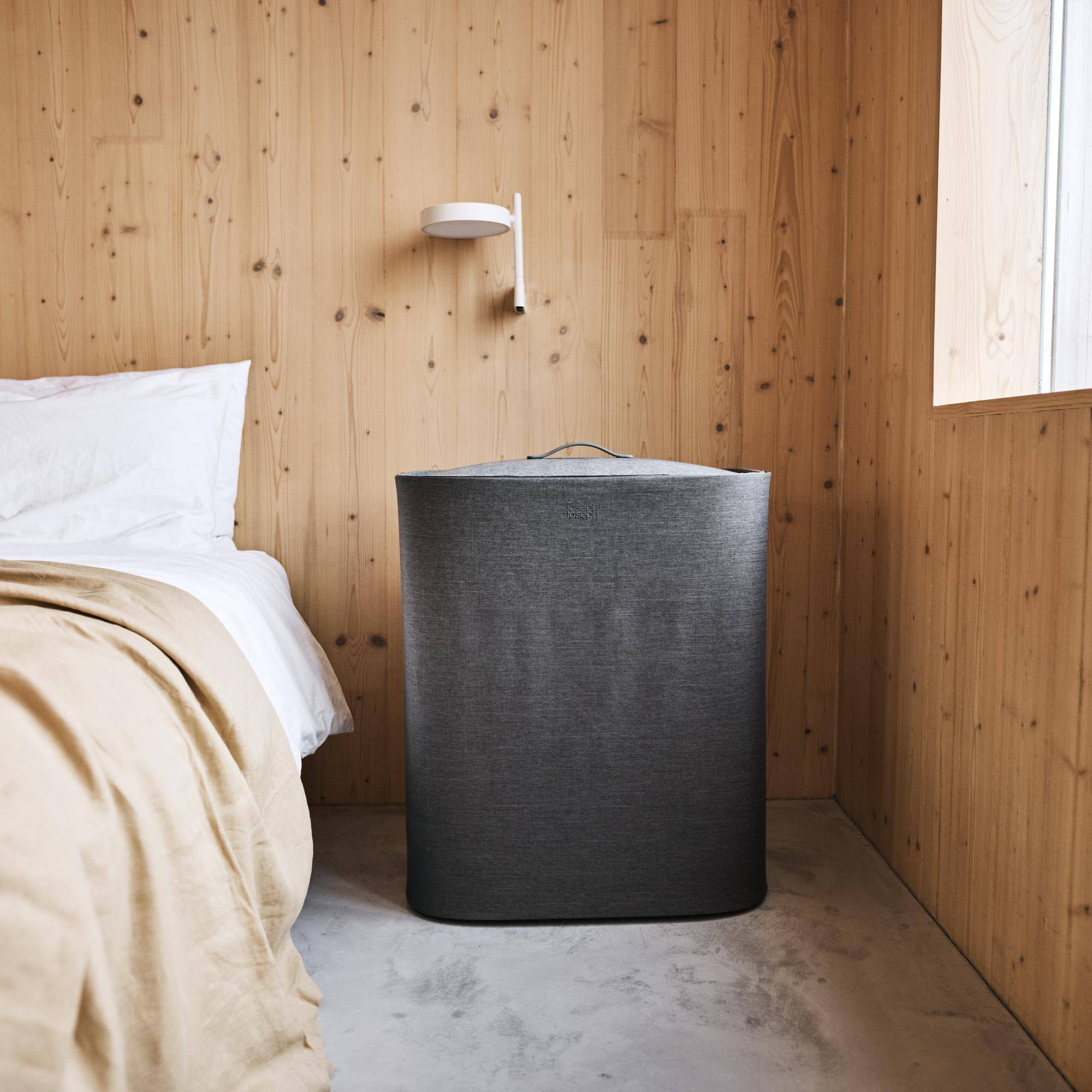 Alt View 2. Joseph Joseph - Tota 2 Trio 90-liter Easy-Empty Laundry Separation Hamper - Forest Grey.