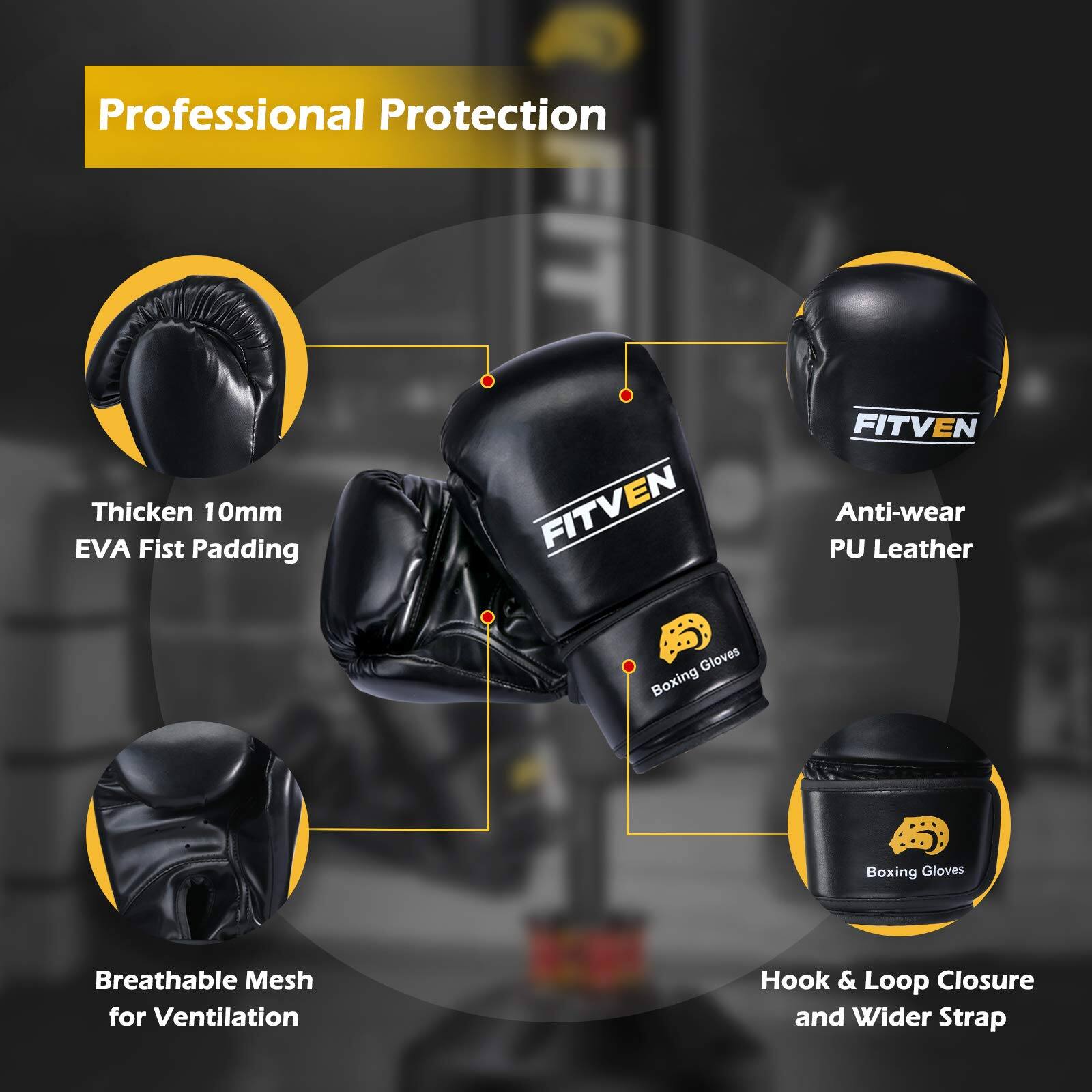 Professional Protection

- Thicken 10mm EVA Fist Padding
- Anti-wear PU Leather
- Breathable Mesh for Ventilation
- Hook & Loop Closure and Wider Strap